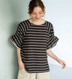 BELLUNA（ベルーナ）の「ドビーボーダー袖タックブラウス（ブラウス）」｜詳細画像