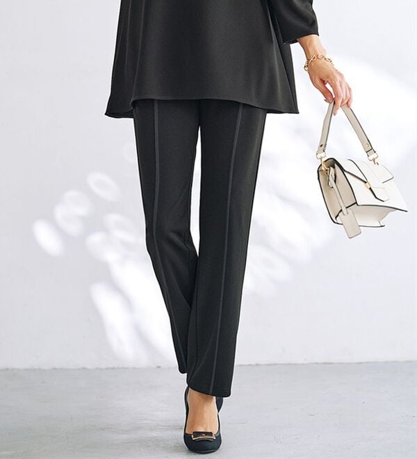 BELLUNA（ベルーナ）の「【セットアップ対応】色褪せにくい黒！ストレートパンツ（フルレングスパンツ）」｜詳細画像