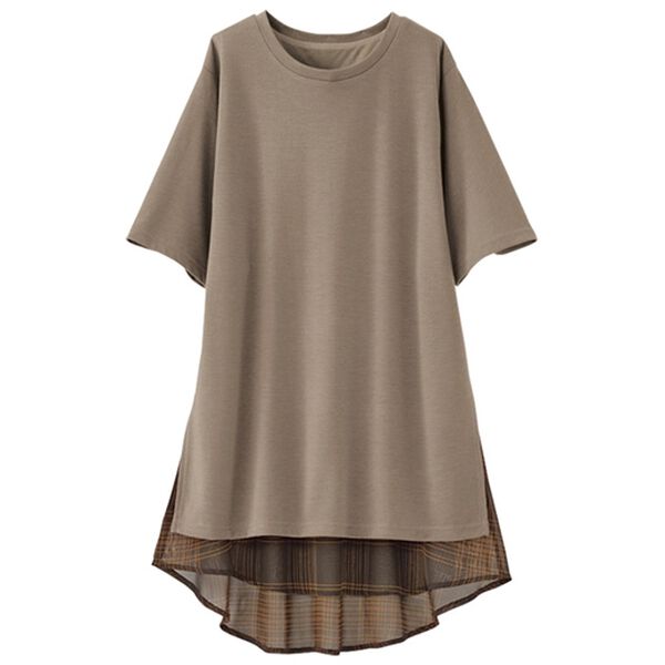 BELLUNA（ベルーナ）の「異素材使いチェック柄チュニック（チュニック）」｜詳細画像