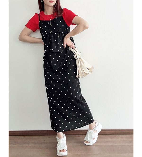 GeeRA（ジーラ）の「楽ちん！ペプラムキャミワンピース（カットソーワンピース）」｜詳細画像