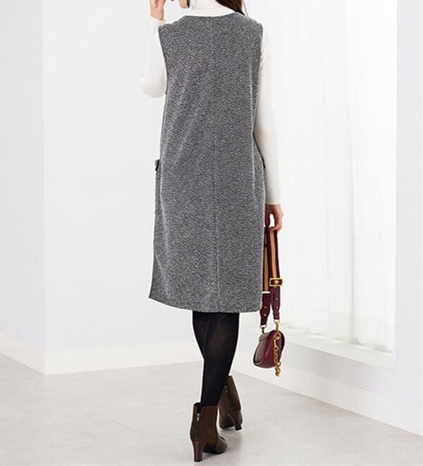 BELLUNA（ベルーナ）の「ツイード調タック使いジャンパースカート（チュニックワンピース）」｜詳細画像