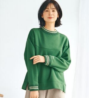 BELLUNA（ベルーナ）の「裏起毛ニット切替袖刺しゅうプルオーバー（カットソー）」｜詳細画像
