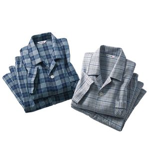 「【２着組】日本製ひんやり綿１００％播州織パジャマ（メンズルームウェア）」｜詳細画像