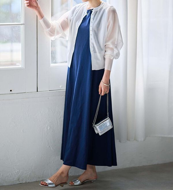 RANAN（ラナン）の「シルバーボタンシアーニットカーデ（ニットカーディガン）」｜詳細画像