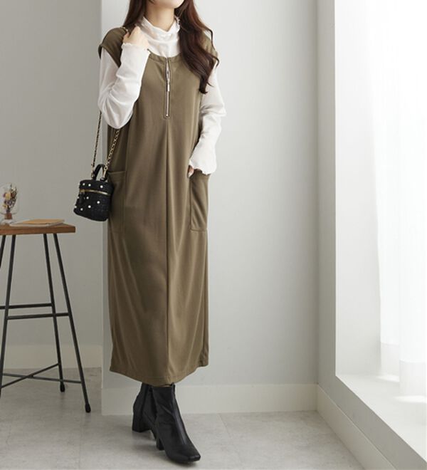 Viola e Viola（ヴィオラ エ ヴィオラ）の「なめらかポンチ　Iラインジャンスカ（ジャンパースカート）」｜詳細画像