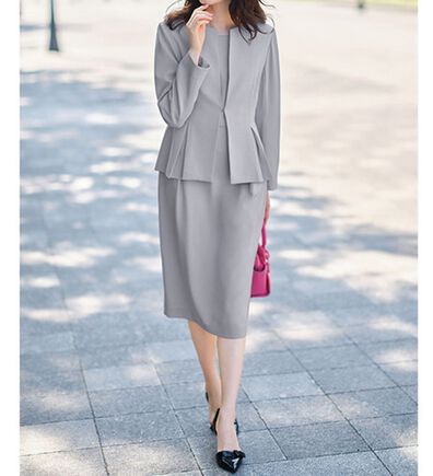 RANAN（ラナン）の「【２点セット】ノーカラージャケットワンピースセット（その他スーツ）」