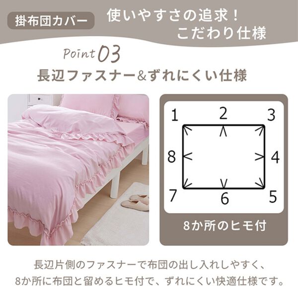 〇裏ボア毛布仕様ぽかぽかフリル付き掛布団カバー ダブル ブルー 裏