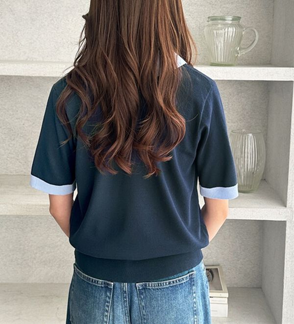 GeeRA（ジーラ）の「【ＵＳ．ＰＯＬＯ．ＡＳＳＮ】衿付ポロニットトップス（ニット・セーター）」｜詳細画像