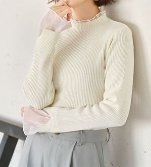 GeeRA（ジーラ）の「シアー付ハイネックリブニットトップス（ニット・セーター）」｜詳細画像