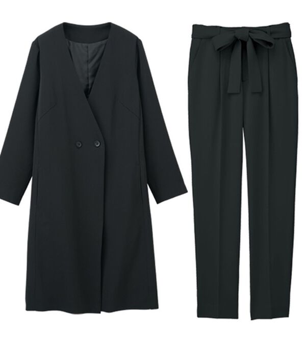 RANAN（ラナン）の「【２点セット】防シワ！洗える！ロングジャケットセットアップ（パンツスーツ）」｜詳細画像
