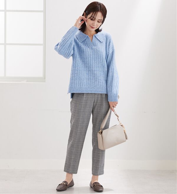 BELLUNA（ベルーナ）の「スキッパー衿編地変化ニットプルオーバー（ニット・セーター）」｜詳細画像