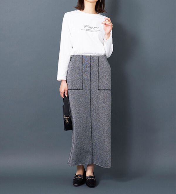 BELLUNA（ベルーナ）の「ラメ入り裏毛素材スカート（ロングスカート）」｜詳細画像