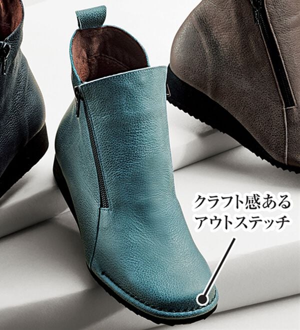 ルフラン（ルフラン）の「あったか裏フリース　牛革ダブルファスナーブーツ（ブーツ）」｜詳細画像