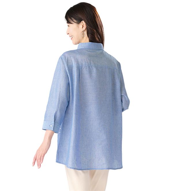 「麻混刺しゅうブラウス（ブラウス）」｜詳細画像