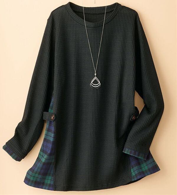 BELLUNA（ベルーナ）の「異素材重ね着風チュニック（チュニック）」｜黒2