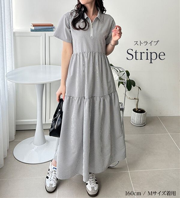 GeeRA（ジーラ）の「サッカーティアードハーフジップワンピース（その他ワンピース）」｜詳細画像