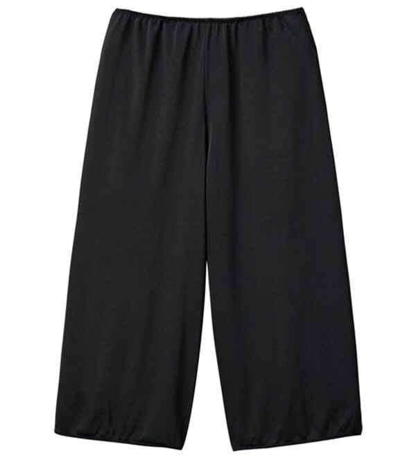 「裾ゴムで便利なペチパンひざ下丈（肌着・インナーウェア）」｜ブラック