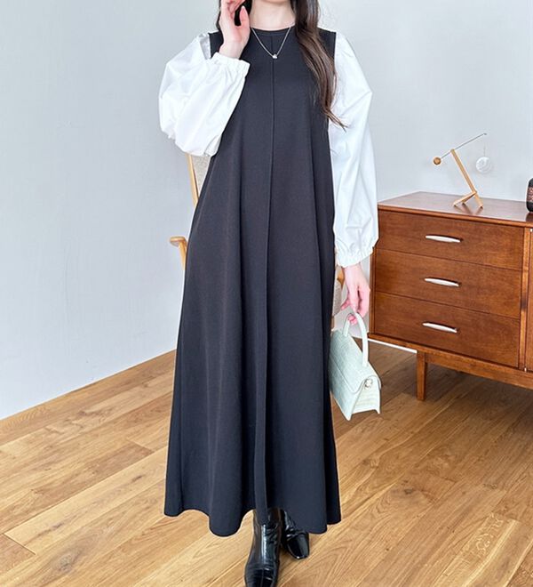 GeeRA（ジーラ）の「袖異素材カットソーワンピース（カットソーワンピース）」｜詳細画像