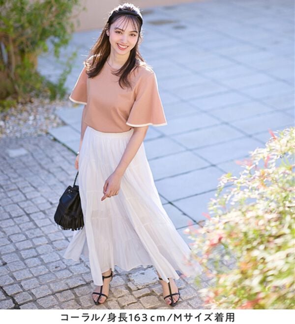 alotta（アロッタ）の「【接触冷感】配色フレアスリーブトップス（カットソー）」｜詳細画像