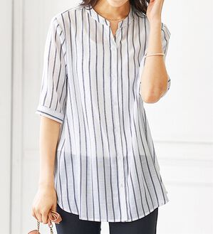 BELLUNA（ベルーナ）の「スラブ素材スキッパーデザインシャツ（シャツ）」｜詳細画像