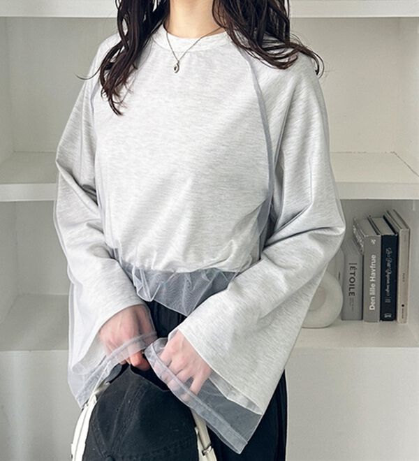GeeRA（ジーラ）の「チュールレイヤードロンＴ（Tシャツ）」｜オートミール