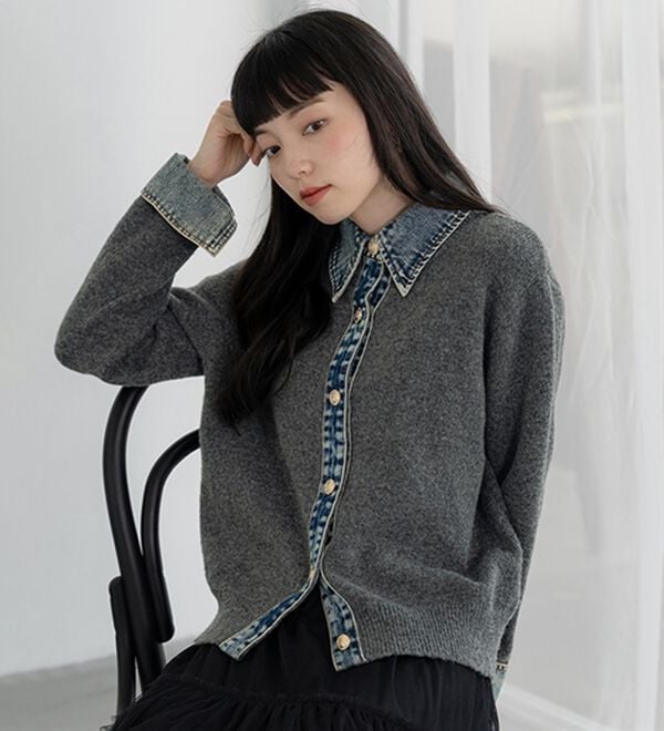 BELLUNA（ベルーナ）の「デニム&times;ニット切替ジャケット（その他ジャケット）」｜詳細画像