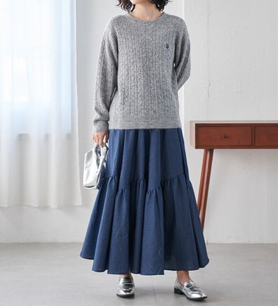 RANAN（ラナン）の「デニムティアードスカート（ロングスカート）」