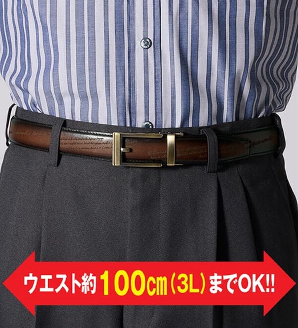 「【２本組】＜カンサイヤマモトオム＞パティーヌ仕上げの総柄エレガンスベルト（メンズベルト）」｜詳細画像
