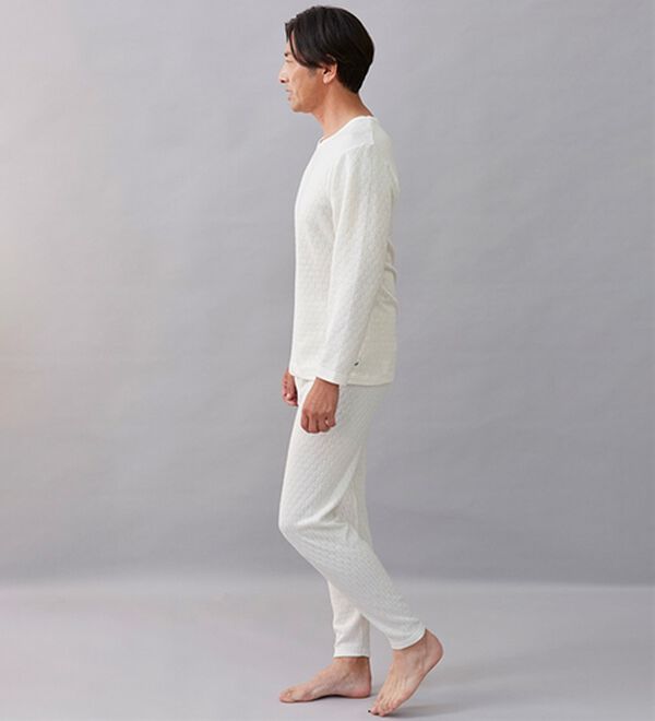 「【３着組】＜クロコダイル＞ウール入肌側綿１００％極温（Ｒ）キルトインナー上下３着組（メンズ肌着・インナーウェア）」｜詳細画像