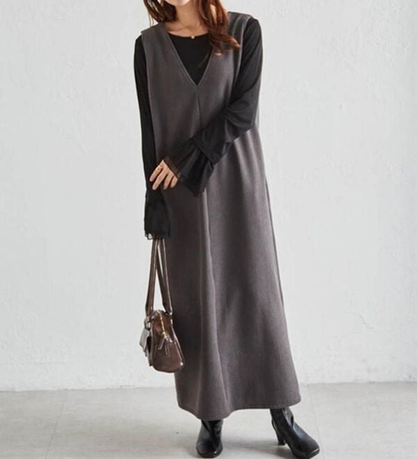 RANAN（ラナン）の「あったか裏ベロアニットコールジャンパースカート（ジャンパースカート）」｜詳細画像