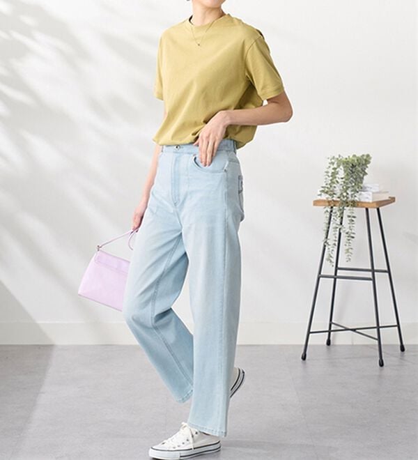 BELLUNA（ベルーナ）の「ヒンヤリ冷感！ライトオンスジーンズ（ワイド）（ワイドパンツ・ガウチョ）」｜詳細画像