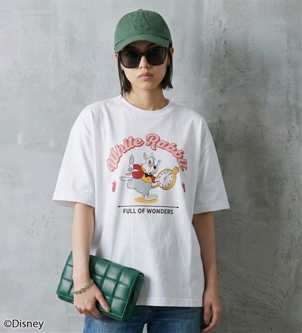 「＜Ｄｉｓｎｅｙ＞【不思議の国のアリス・白ウサギ】プリントボックスシルエットＴシャツ（Tシャツ）」｜詳細画像