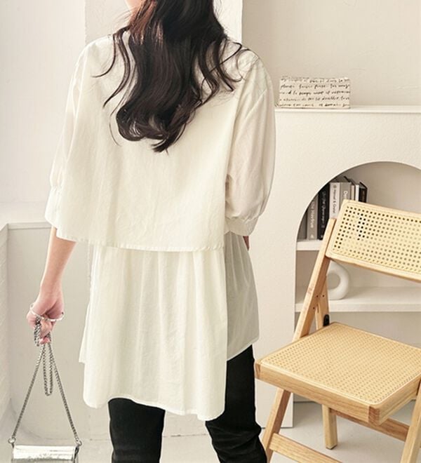 GeeRA（ジーラ）の「【華奢見え】羽織にもなる！ペプラムシャツチュニック（チュニック）」｜詳細画像