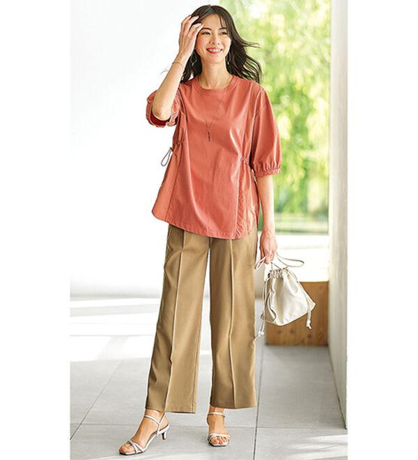 BELLUNA（ベルーナ）の「高見え！異素材切替ドロスト使いプルオーバー（カットソー）」｜詳細画像