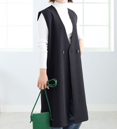 BELLUNA（ベルーナ）の「ノーカラーデザインロングジレ（ベスト）」