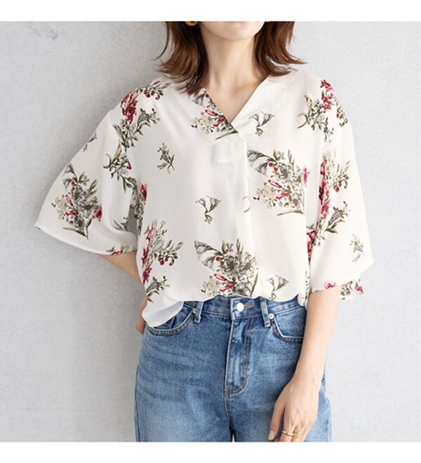 GeeRA（ジーラ）の「花柄フレアースリーブブラウス（ブラウス）」｜詳細画像