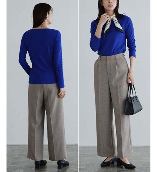 Pierrot（ピエロ）の「【選べる３ネック】華奢見えテレコリブカットソー（カットソー）」｜詳細画像