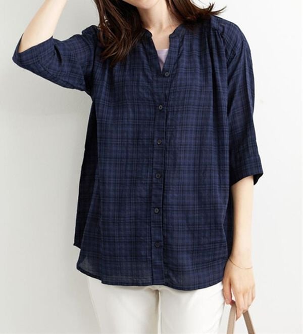 BELLUNA（ベルーナ）の「ふんわりシャドーチェック素材シャツ（シャツ）」｜詳細画像