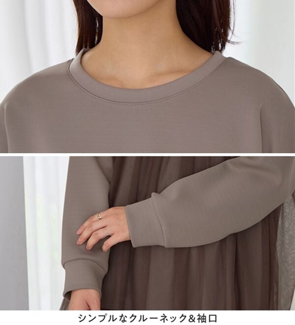 Viola e Viola（ヴィオラ エ ヴィオラ）の「１枚着映えチュール重ねダンボールトップス（カットソー）」｜詳細画像