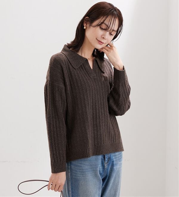 BELLUNA（ベルーナ）の「スキッパー衿編地変化ニットプルオーバー（ニット・セーター）」｜詳細画像