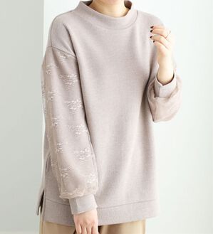 BELLUNA（ベルーナ）の「袖チュール使いハイネックプルオーバー（カットソー）」｜詳細画像