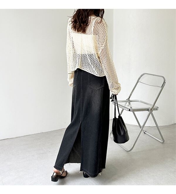 GeeRA（ジーラ）の「バックスリットデニムロングスカート（ロングスカート）」｜詳細画像