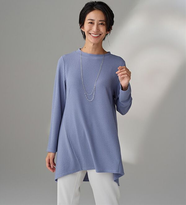 BELLUNA（ベルーナ）の「ふくれ素材フレアーデザインストレッチチュニック（チュニック）」｜詳細画像