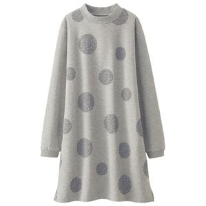 BELLUNA（ベルーナ）の「軽くてあったか裏起毛プリントチュニック（チュニック）」｜杢ライトグレー(かすりドット柄)