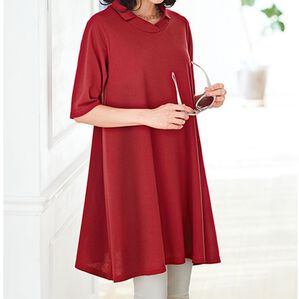 BELLUNA（ベルーナ）の「強撚綿１００％かのこ素材フレアーチュニック（チュニック）」｜テラコッタ