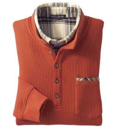 「ワッフルダブル衿トレーナー（メンズトレーナー）」