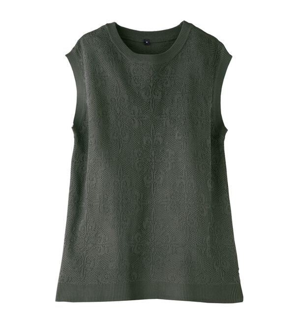 BELLUNA（ベルーナ）の「レース柄シアージャカードニットベスト（ベスト）」｜詳細画像