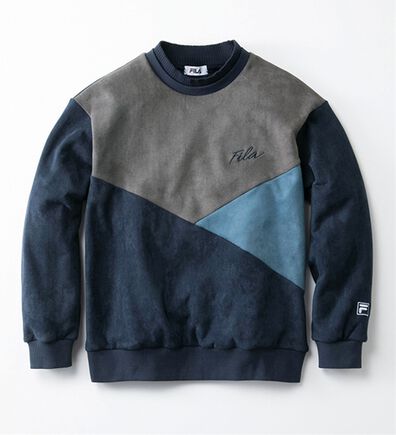 「＜フィラ＞スエード調ニット使い裏ボアトレーナー（メンズトレーナー）」