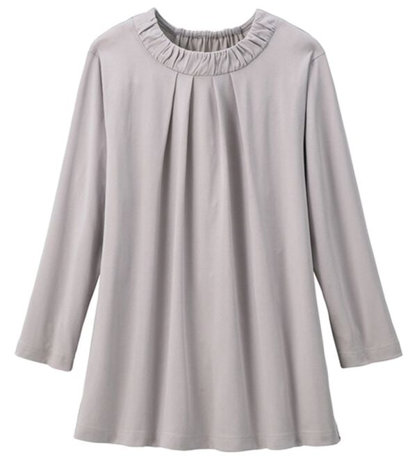 ルフラン（ルフラン）の「涼しくてブラウス見え！プルオーバー（カットソー）」｜7分袖 ペールグレー