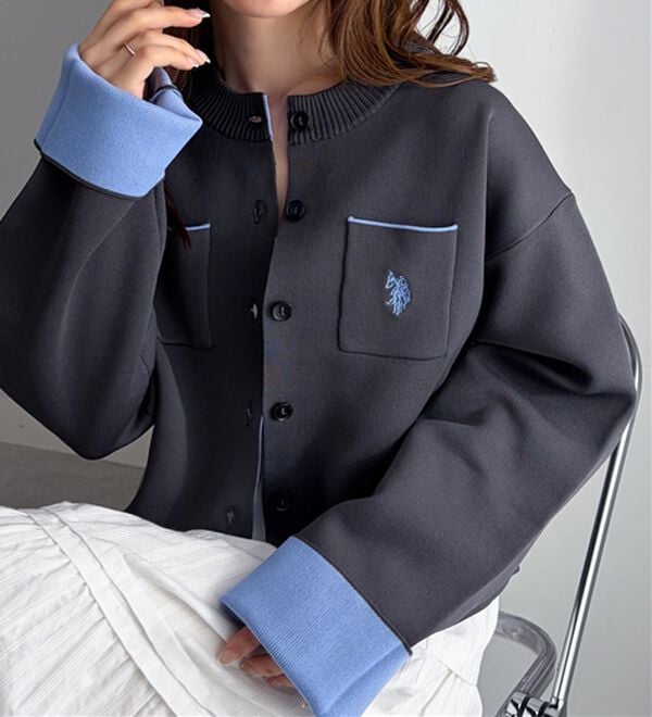 RANAN（ラナン）の「＜U.S.POLO ASSN.＞Ｗフェイスバイカラーカーディガン（ニットカーディガン）」｜詳細画像